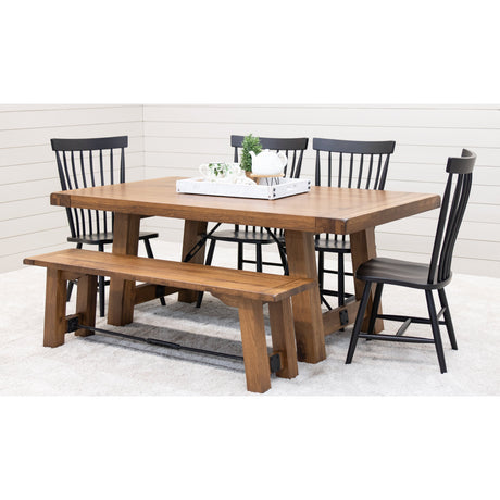 Settler's Trestle Hickory Wood Extending Dining Table | HC