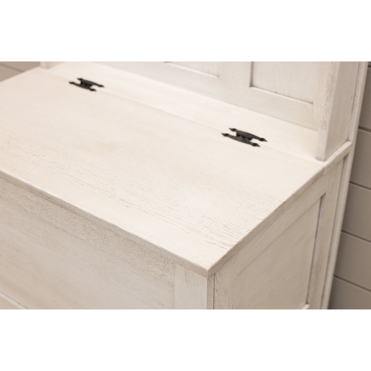 Shaker Oak Wood White Hall Tree Bench | CS