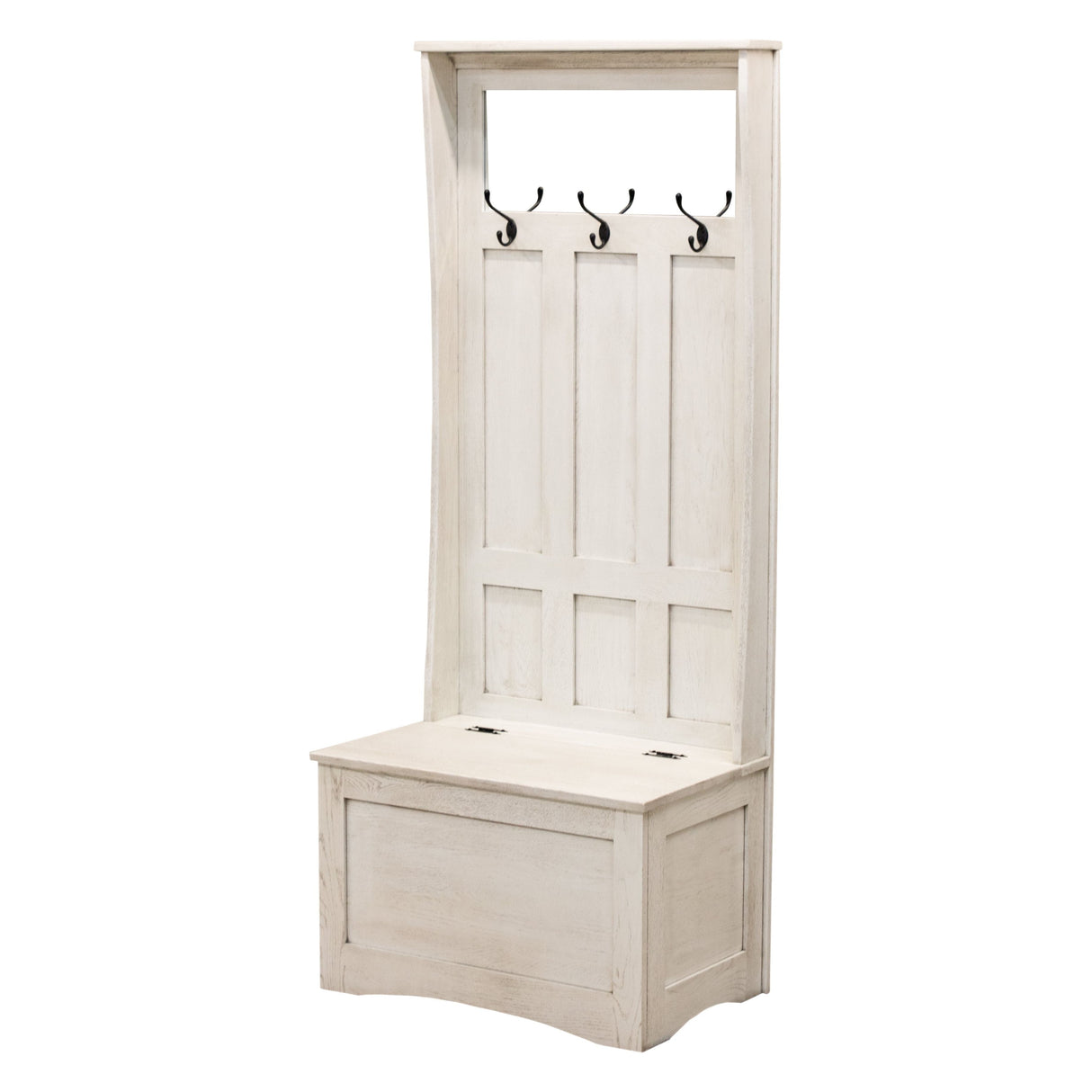 Shaker Oak Wood White Hall Tree Bench | CS