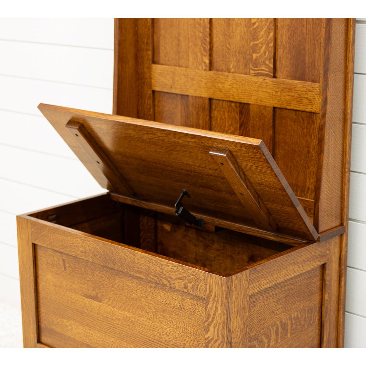 Shaker Quarter Sawn White Oak Wood Hall Tree Bench | MC