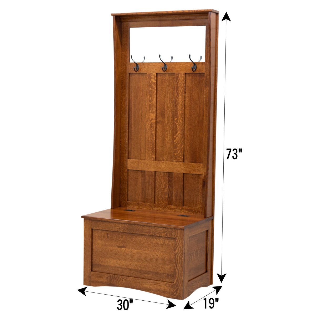 Shaker Quarter Sawn White Oak Wood Hall Tree Bench | MC