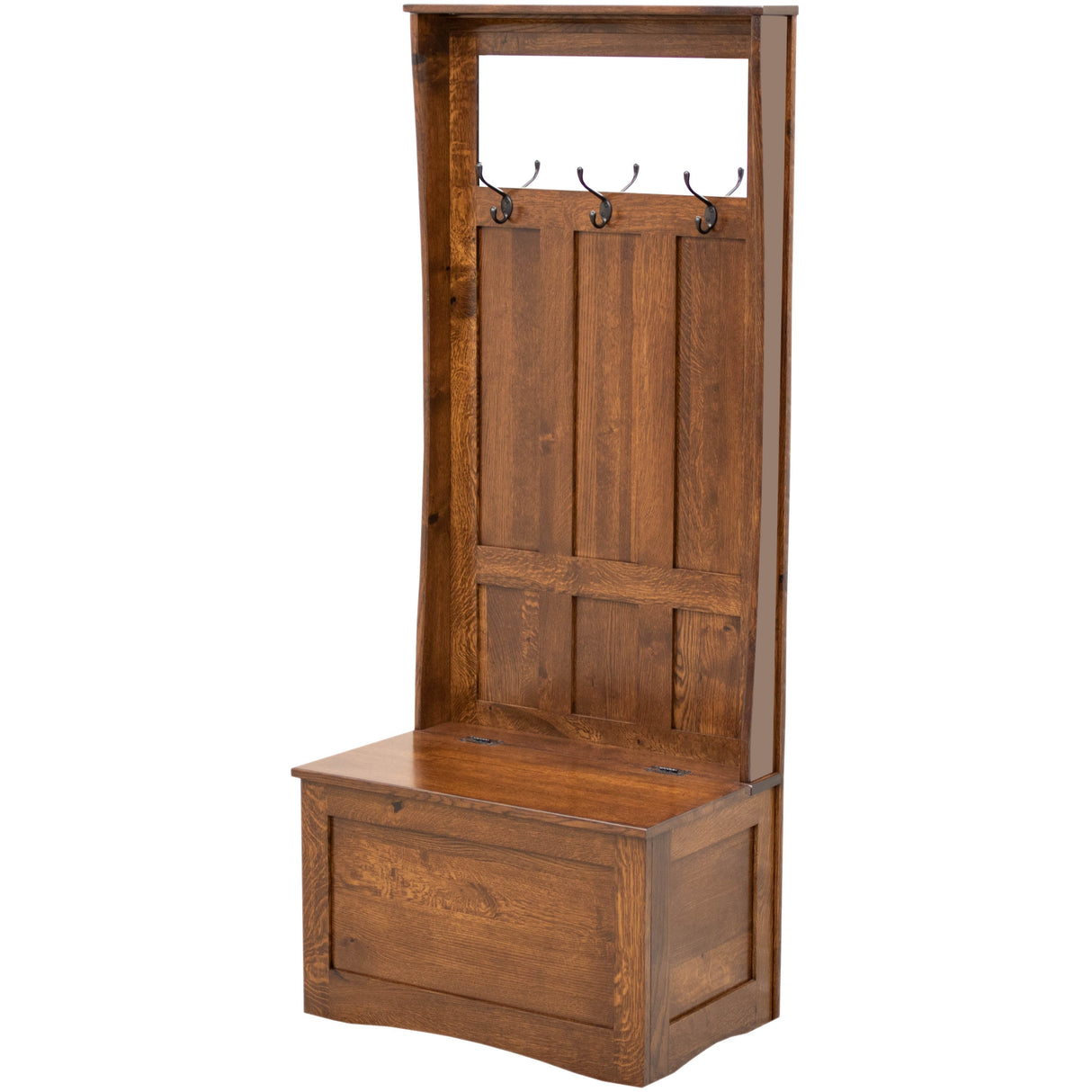 Shaker Quarter Sawn White Oak Wood Hall Tree Bench | ASB