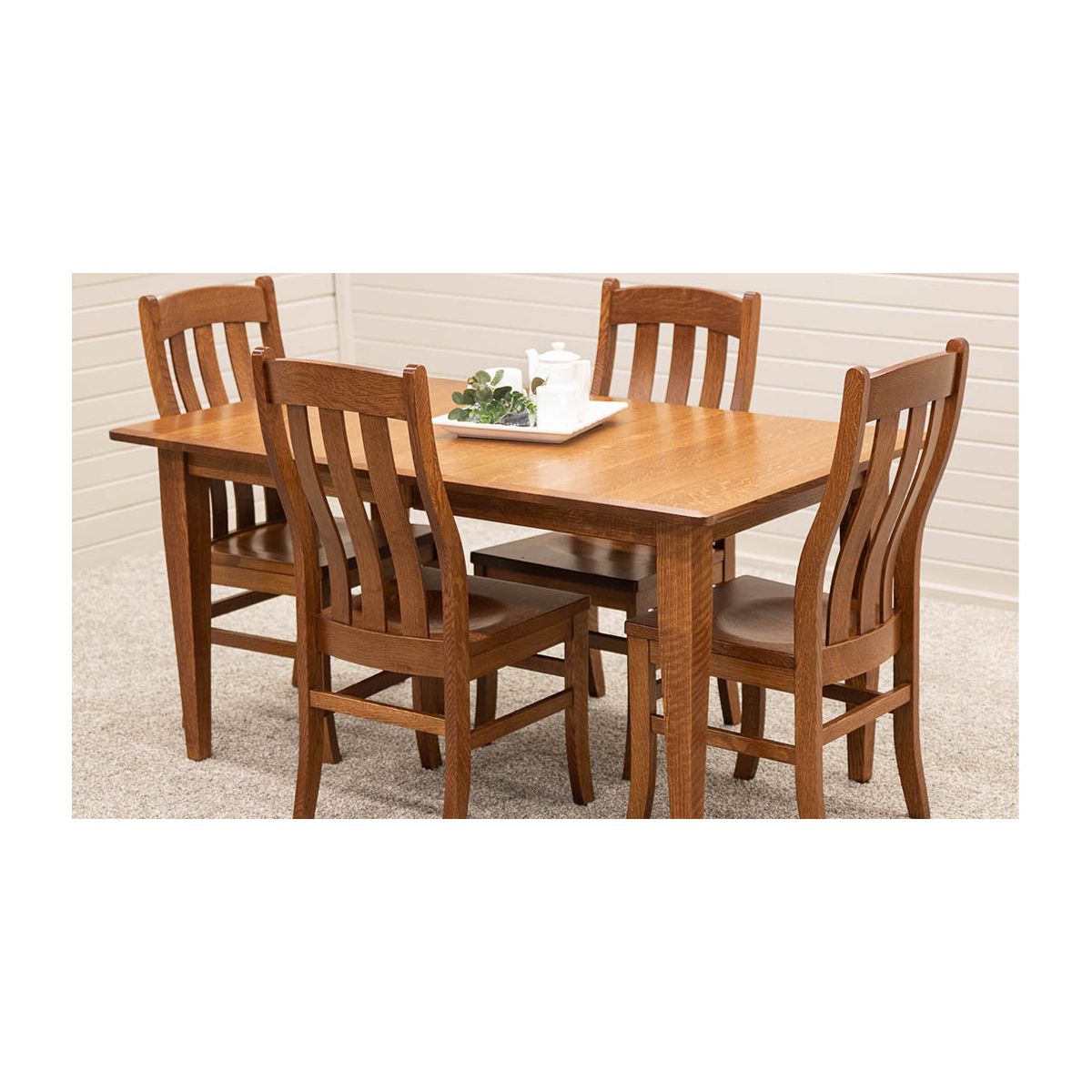 Lakeland Shaker Small Quarter Sawn White Oak Wood Extending Dining Table | MC