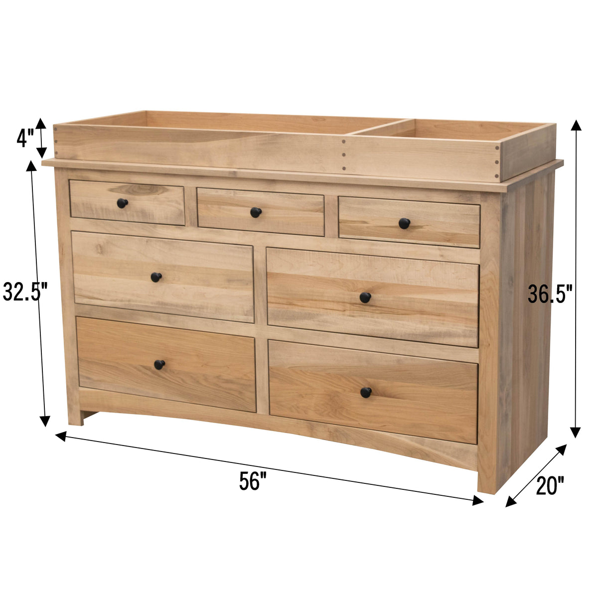 Shaker Maple Wood 7-Drawer Nursery Dresser with Changing Topper | BLS