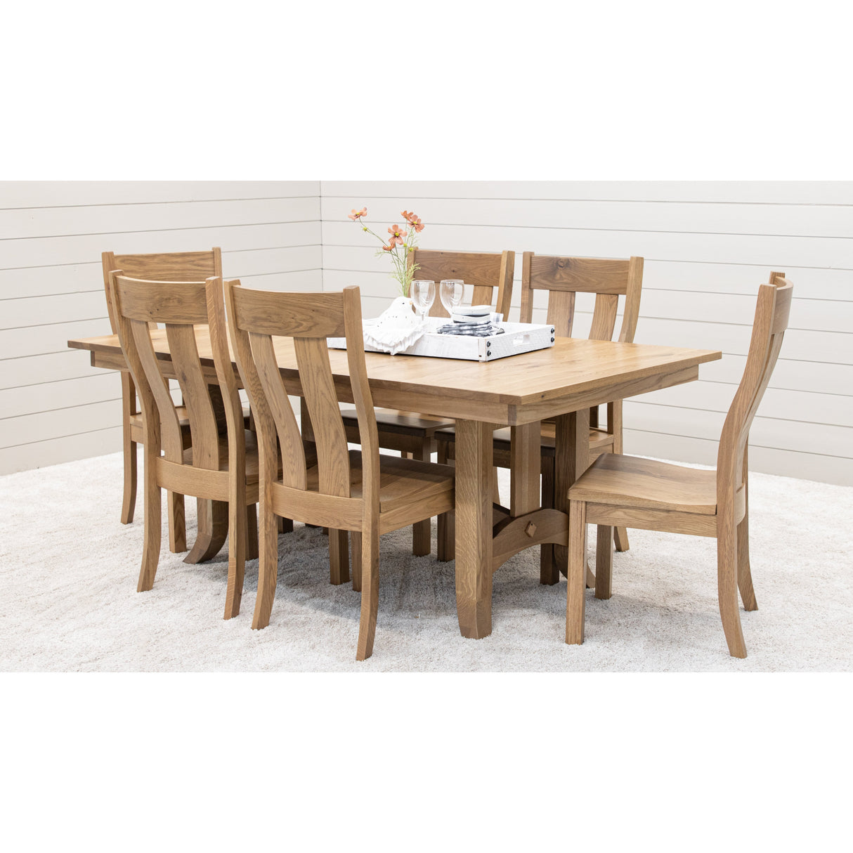 Shaker Hill White Oak Wood Extending Dining Table | BLS
