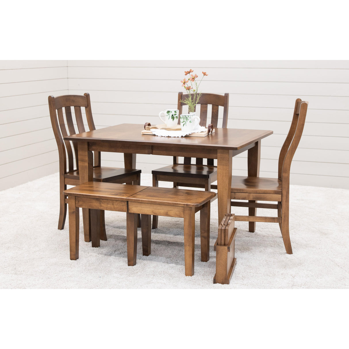 Lakeland Small Maple Dining Table Set with Bench for 4-6