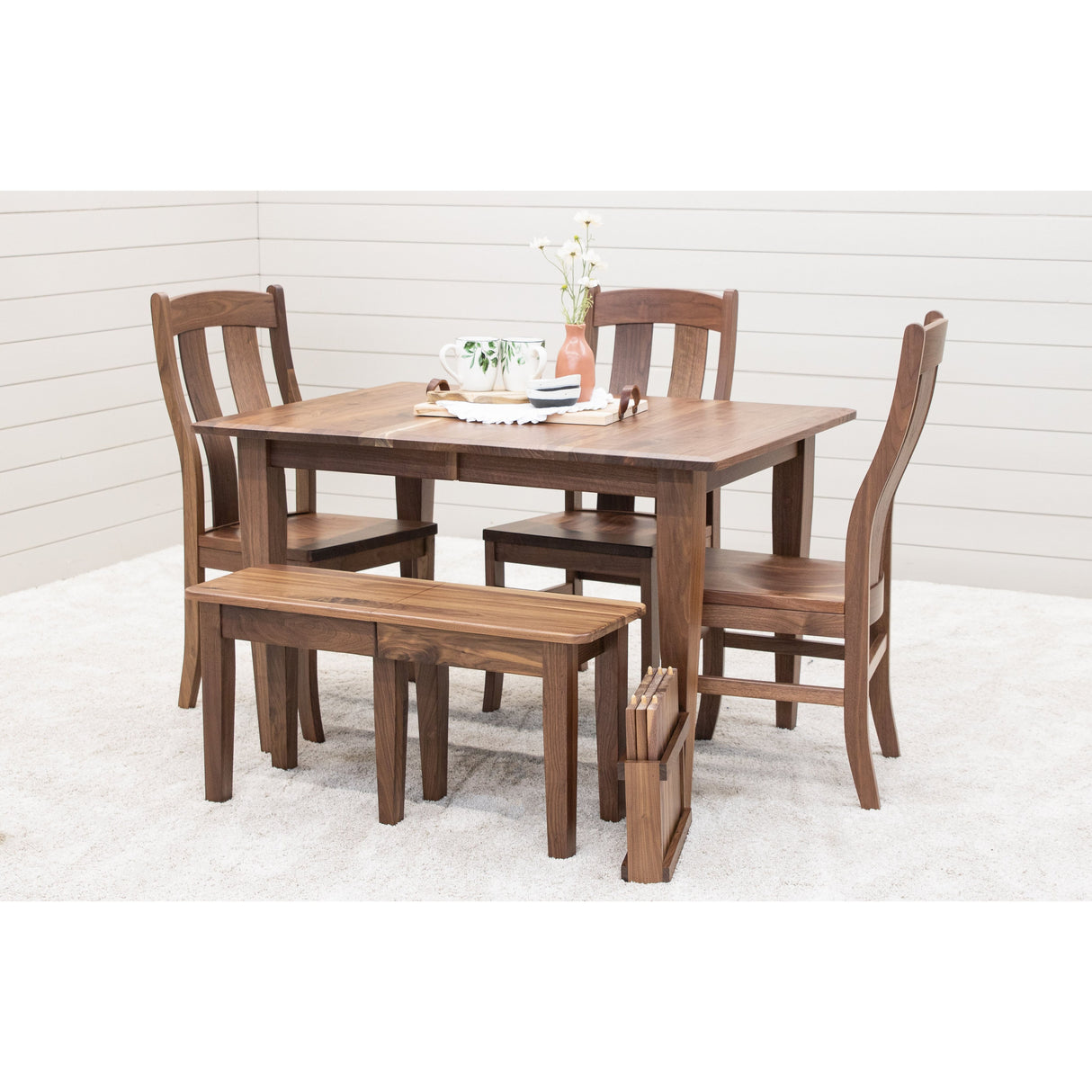 Shaker Leg Walnut Wood Expandable Dining Bench | NAT