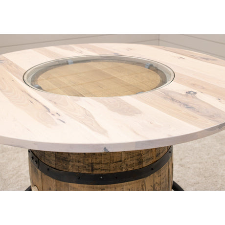 Round Whiskey Hickory Wood Single Barrel Pub Table | SW