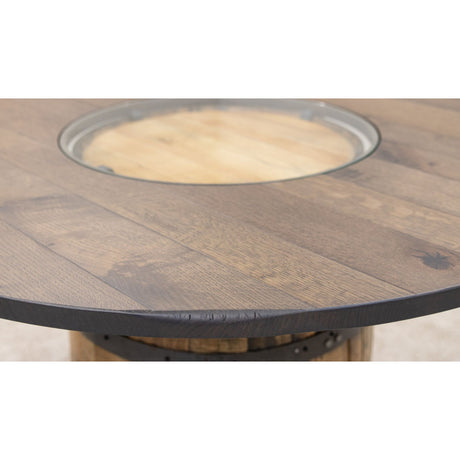 Round Whiskey Quarter Sawn White Oak Wood Single Barrel Pub Table | SB