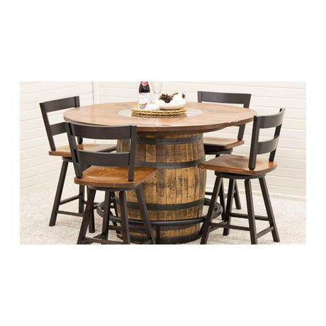 Round Whiskey Quarter Sawn White Oak Wood Single Barrel Pub Table | GB
