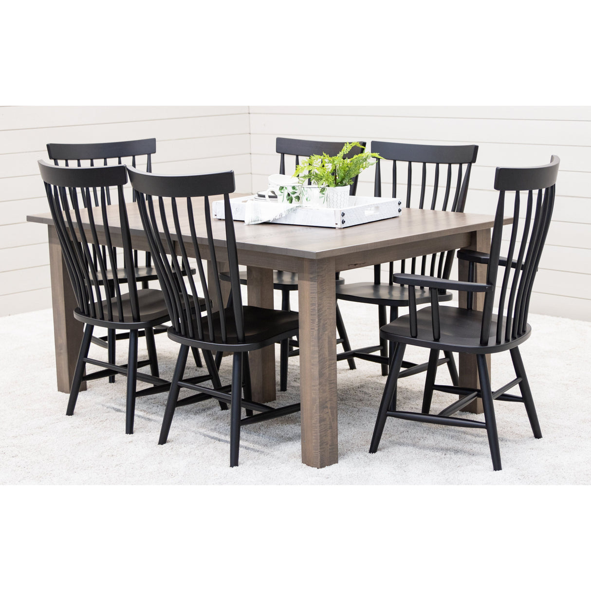 Millcreek Black Windsor Maple Wood Arm Dining Chair | EB