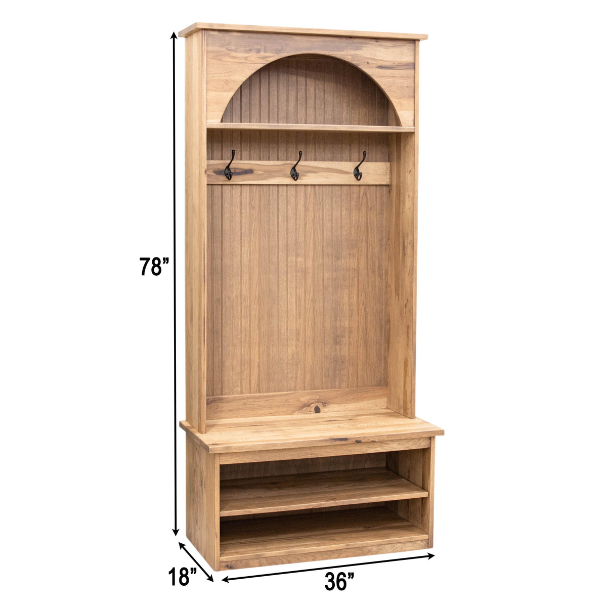 St. Louis Hickory Wood Hall Tree Bench | WB
