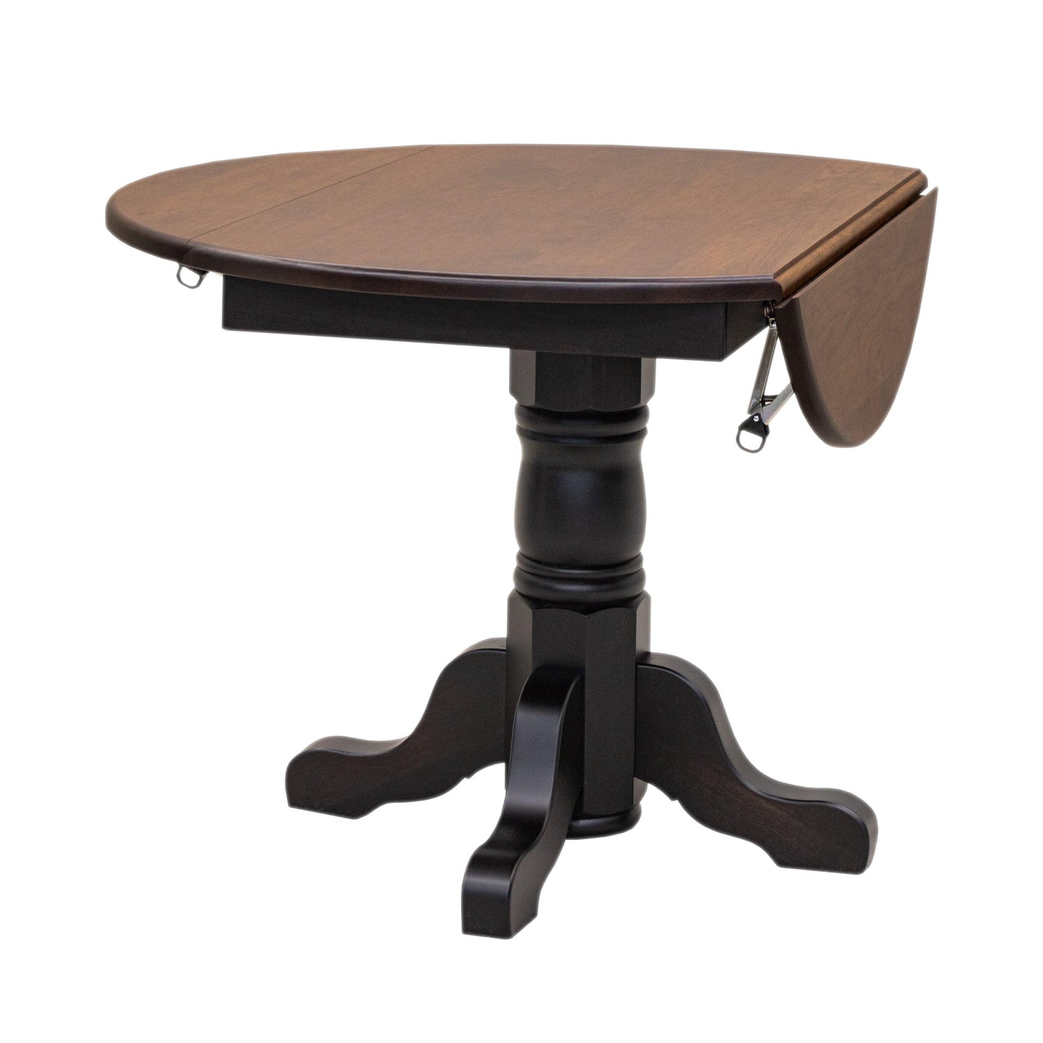 Traditional Round Drop Leaf Black & Wood Dining Table | M-EB&C-GB