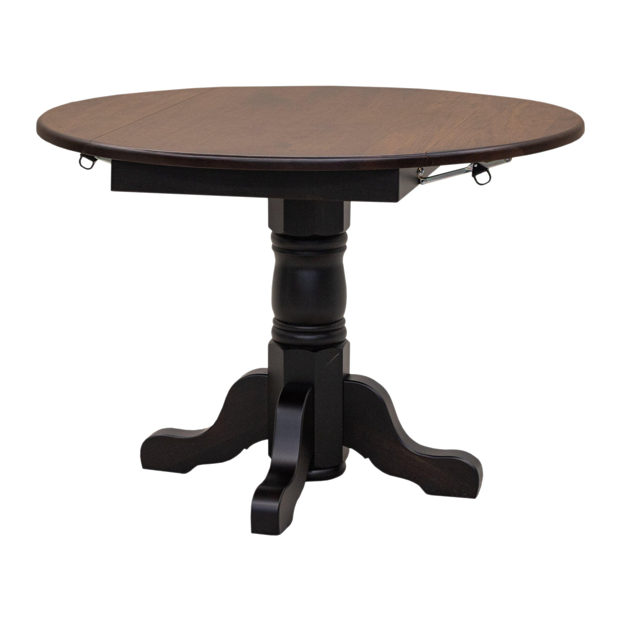 Traditional Round Drop Leaf Black & Wood Dining Table | M-EB&C-GB