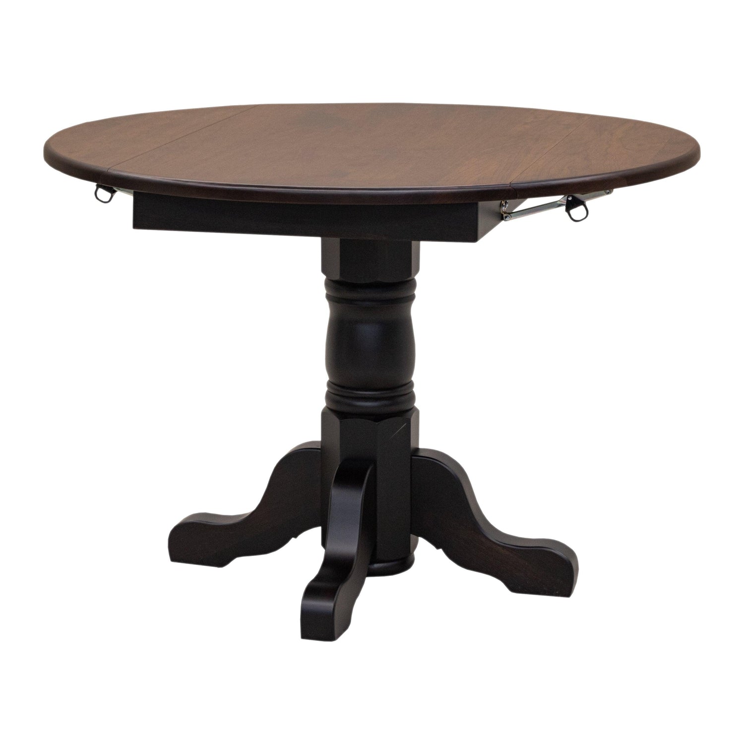 Traditional Round Drop Leaf Black & Wood Dining Table | M-EB&C-GB