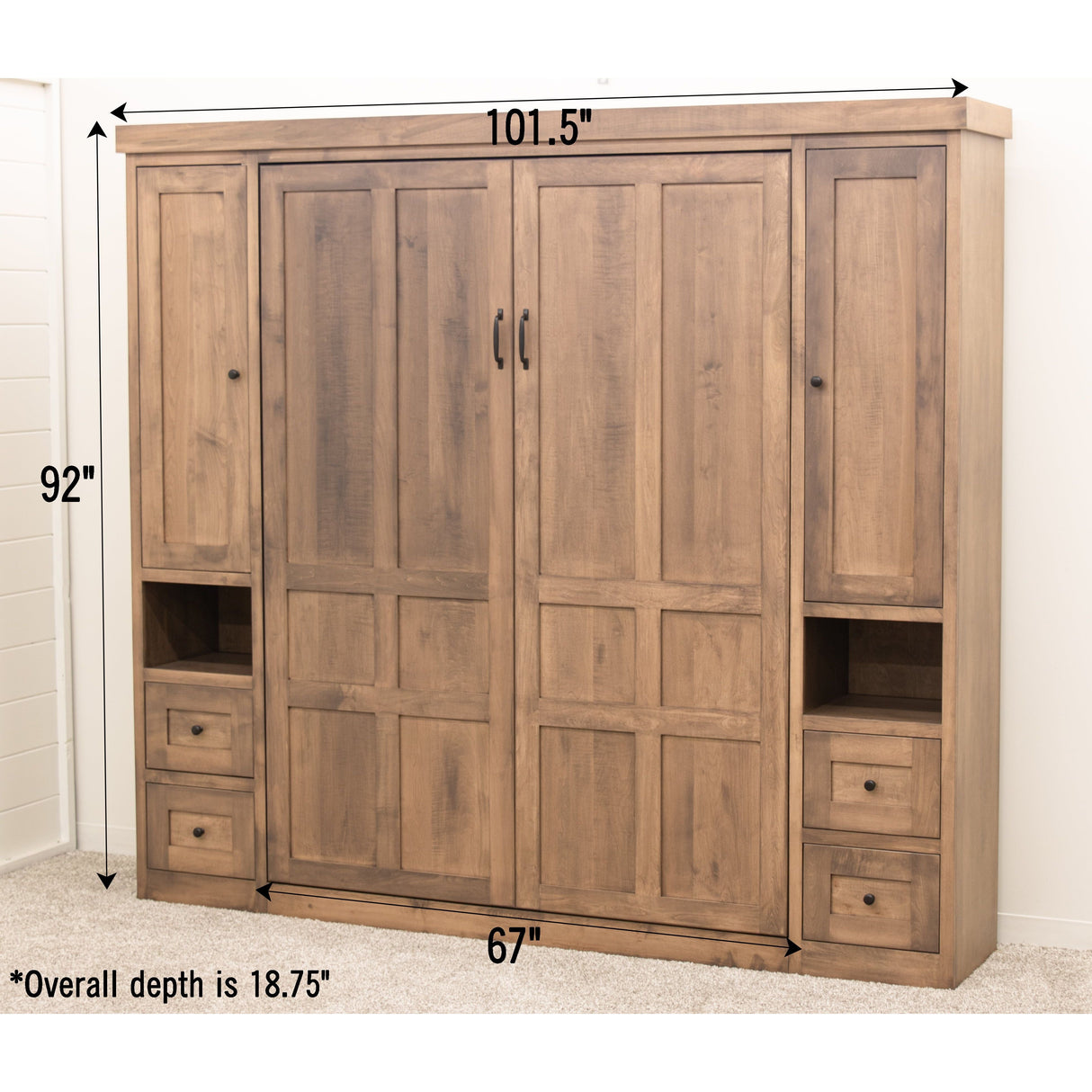 Sunset Hideaway Maple Wood Murphy Wall Bed with Bookcases | WB