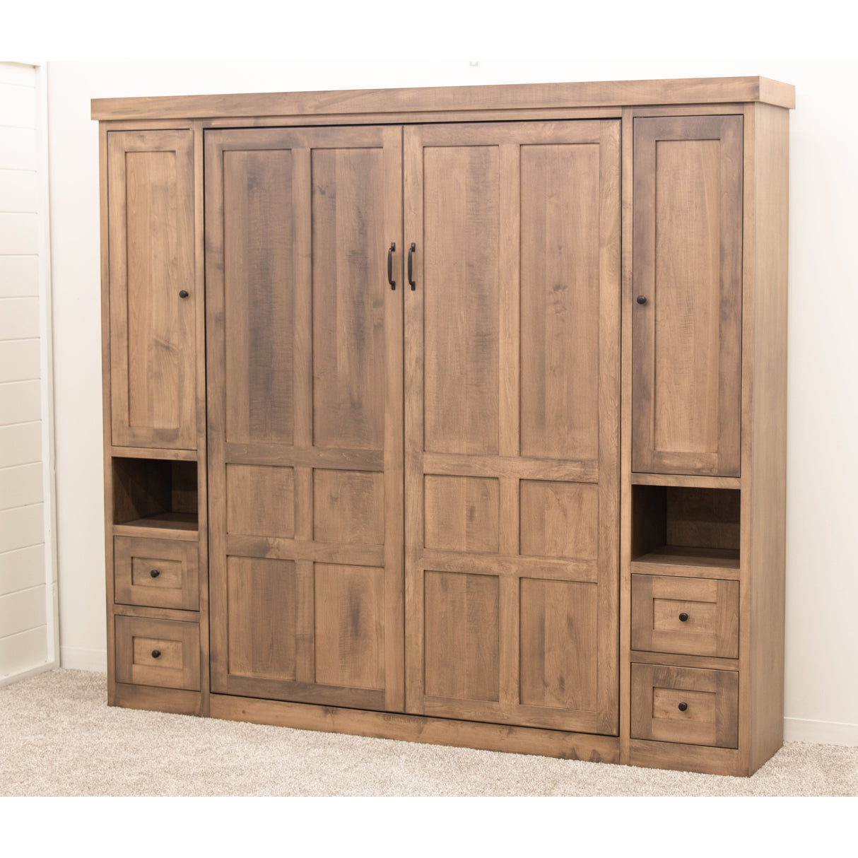 Sunset Hideaway Maple Wood Murphy Wall Bed with Bookcases | WB