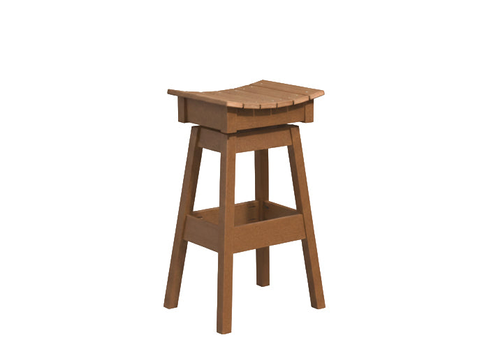 Outdoor Poly Amish Swivel Saddle Bar Stool - Antique Mahogany