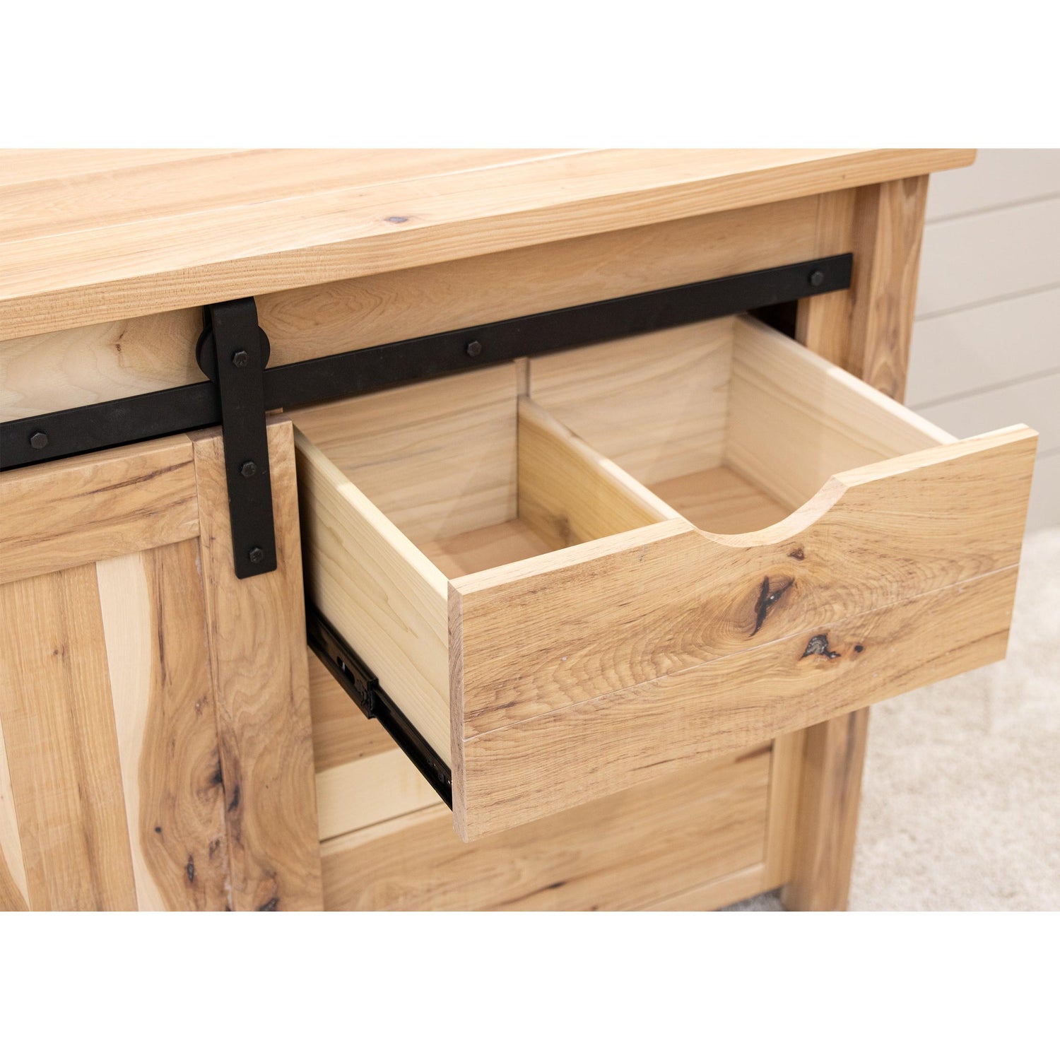 Arcadia 48" Hickory Wood Sliding Barn Door Post TV Console | SW