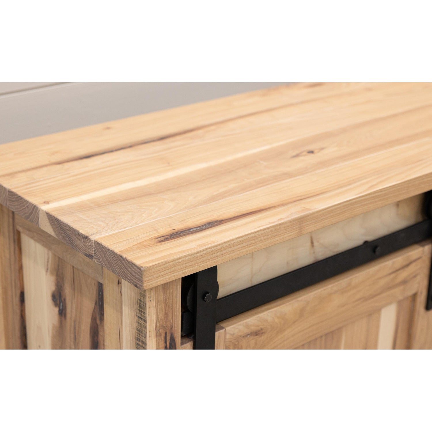 Arcadia 48" Hickory Wood Sliding Barn Door Post TV Console | SW