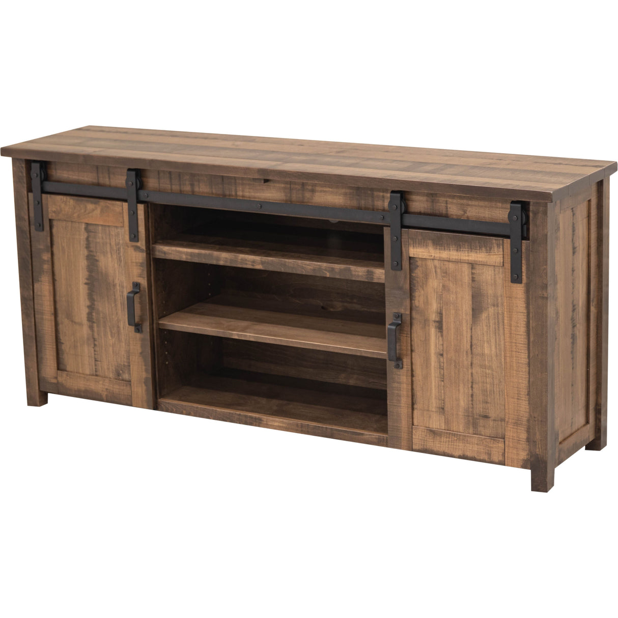 Arcadia 72" Maple Wood Sliding Barn Door Post TV Console | CO