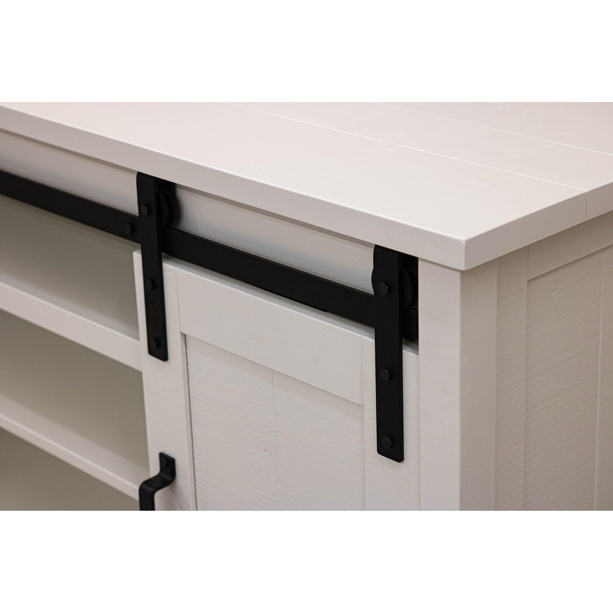 Arcadia 72" White Maple Wood Sliding Barn Door Post TV Console | DW