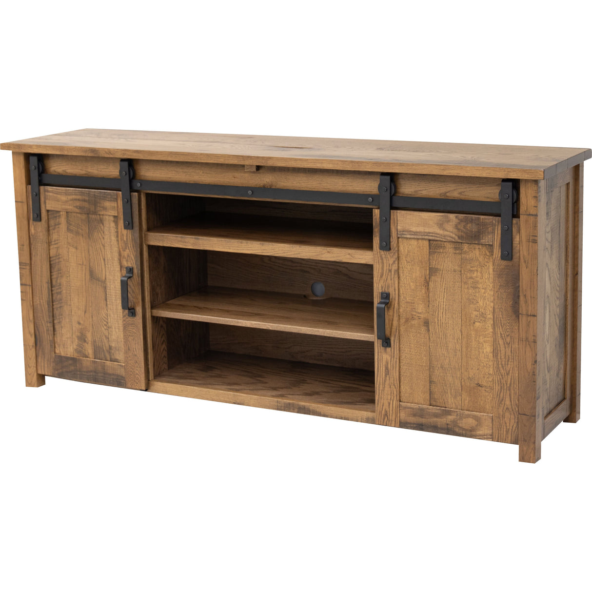 Arcadia 72" White Oak Wood Sliding Barn Door Post TV Console | CO
