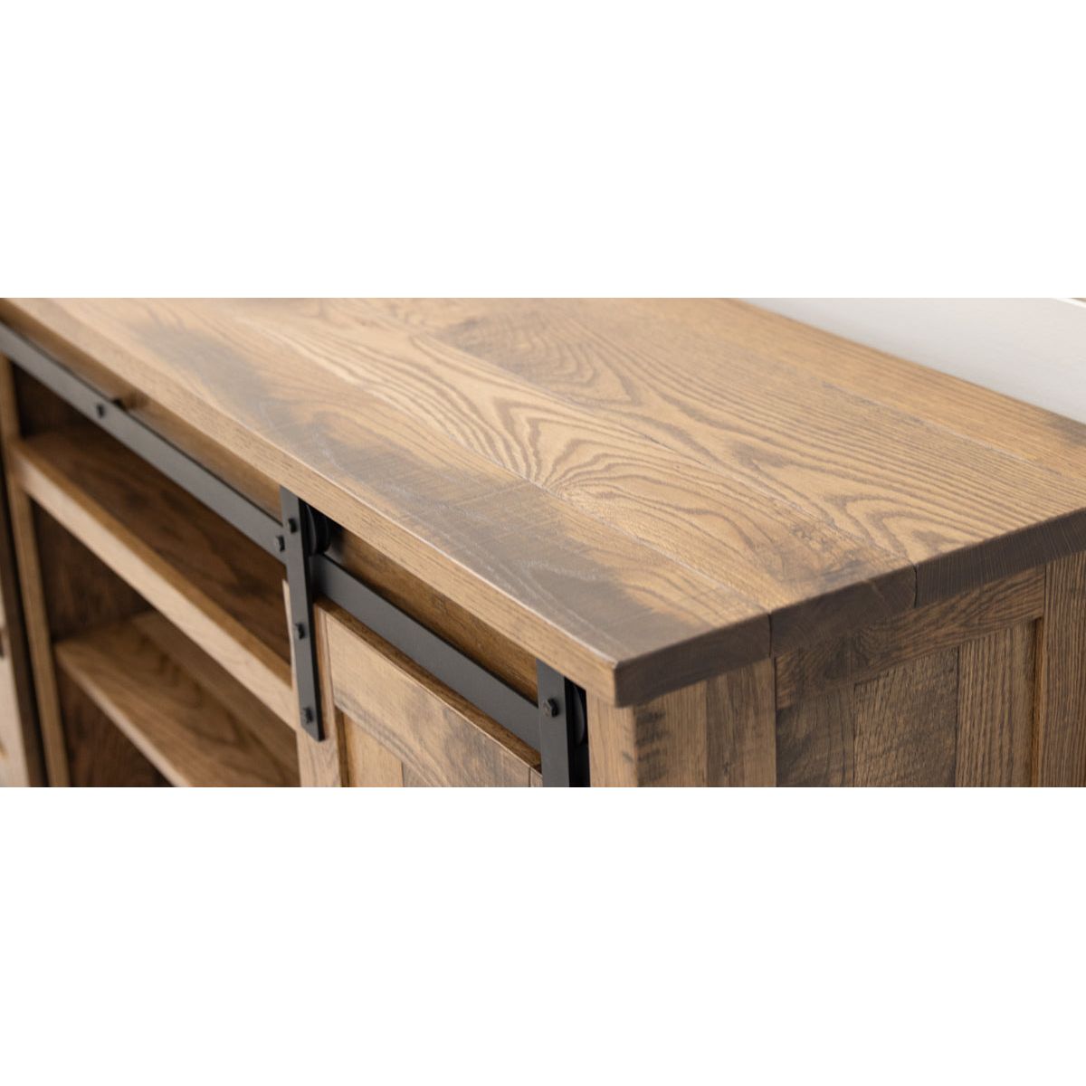 Arcadia 72" White Oak Wood Sliding Barn Door Post TV Console | CO