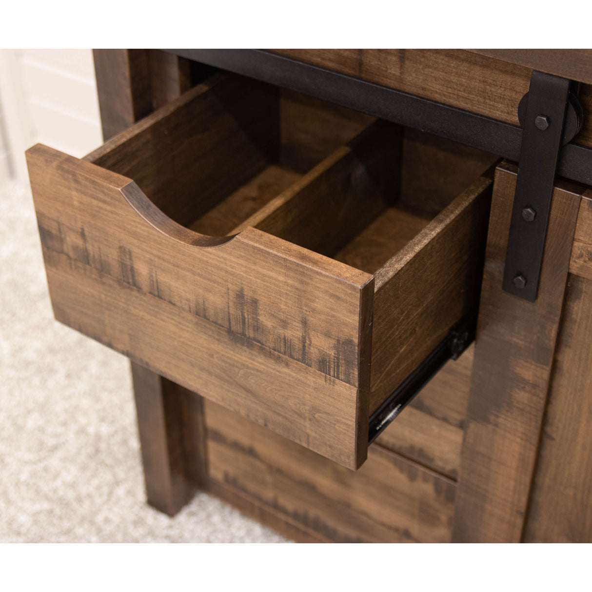 Arcadia 72" Maple Wood Sliding Barn Door Post TV Console | CO