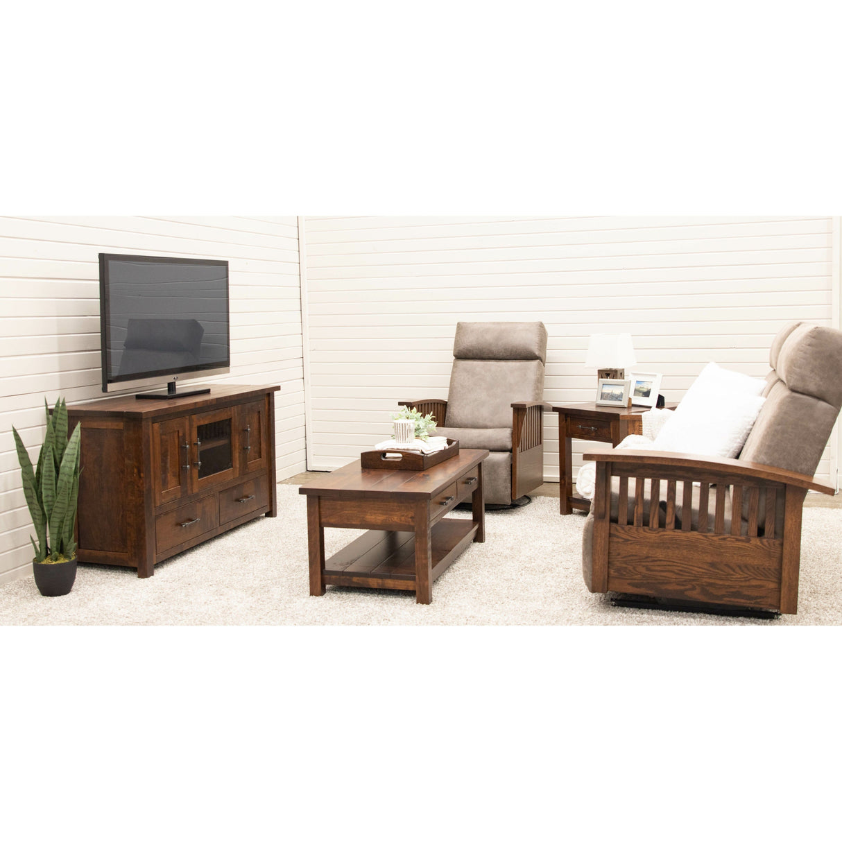 Mission Reclining Loveseat with Wood Arms | 1072-B