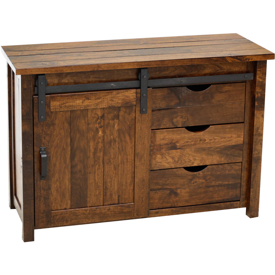 Arcadia 48" Cherry Wood Sliding Barn Door Post TV Console | ASB