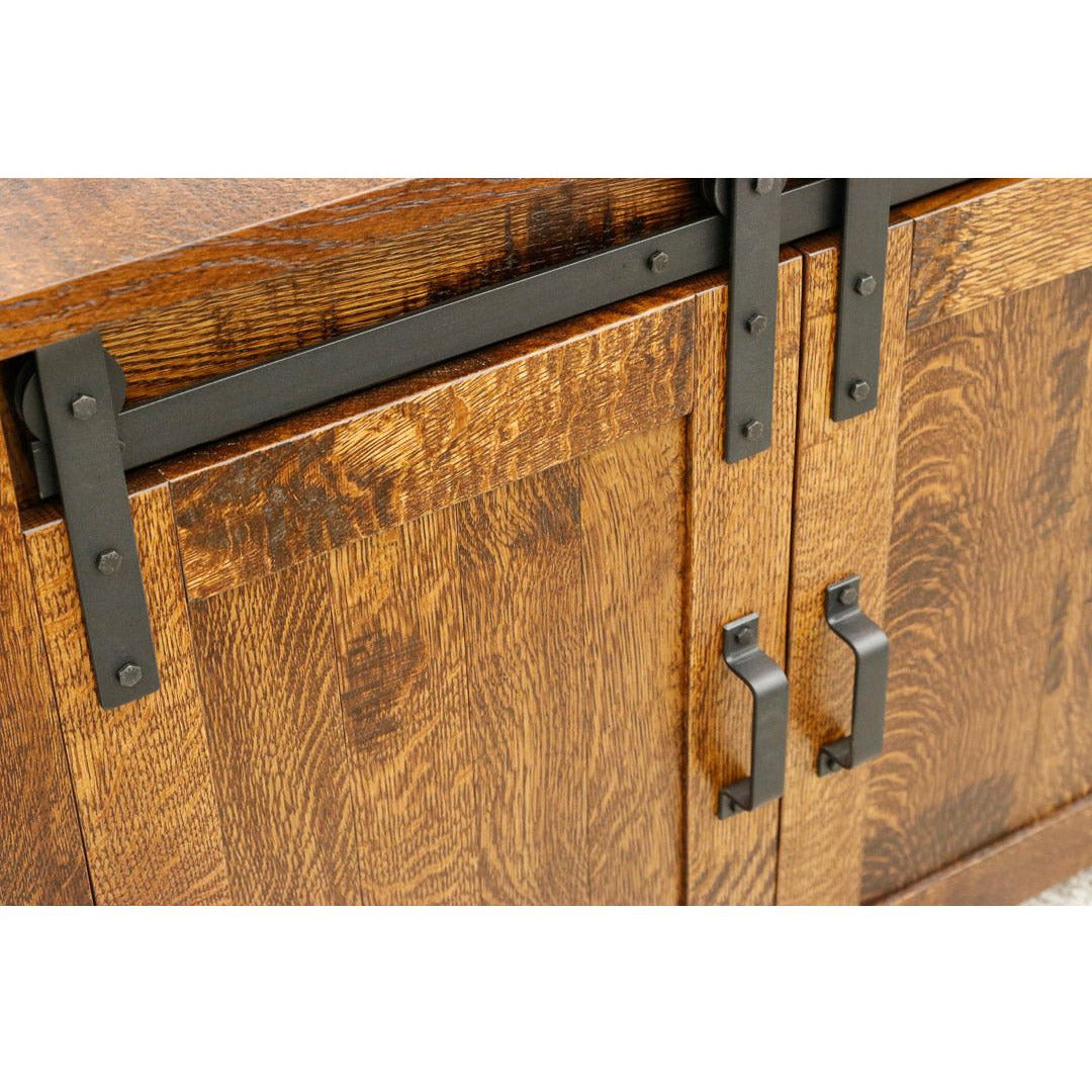 Arcadia 60" Quarter Sawn White Oak Wood Sliding Barn Door Post TV Console | GB