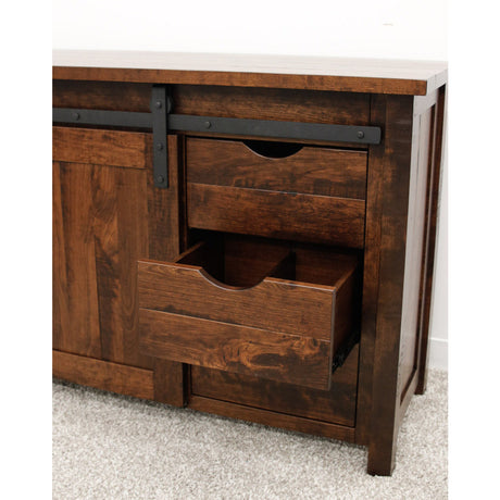 Arcadia 60" Cherry Wood Sliding Barn Door Post TV Console | ASB