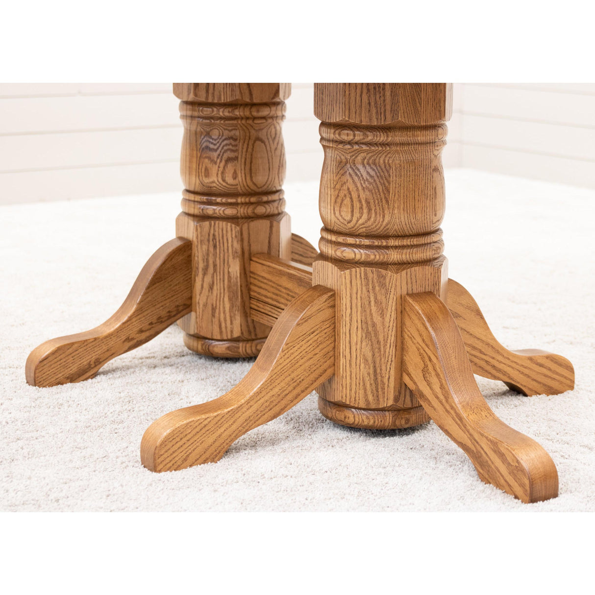 Traditional Double Pedestal Oak Wood Extending Dining Table | S-14