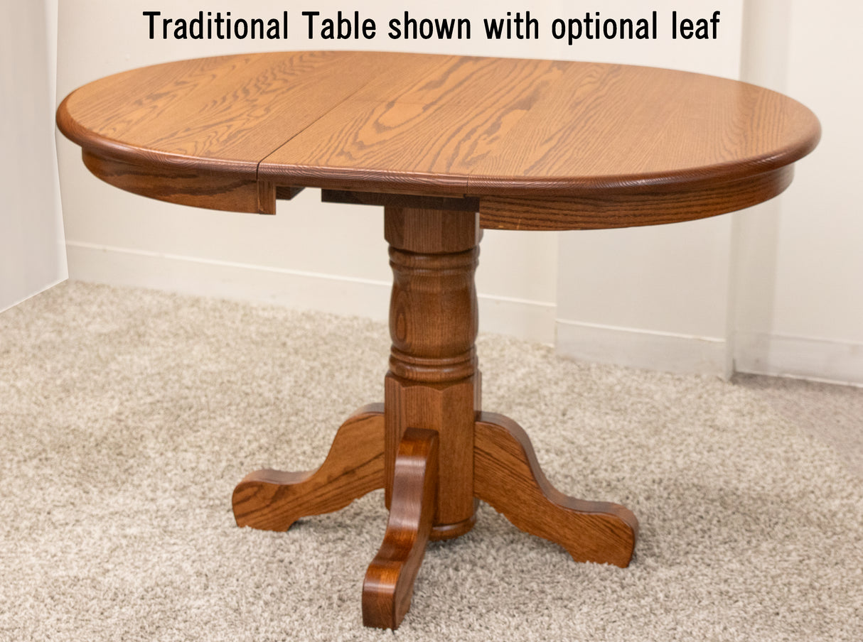 Traditional Round Oak Wood Dining Table | MC