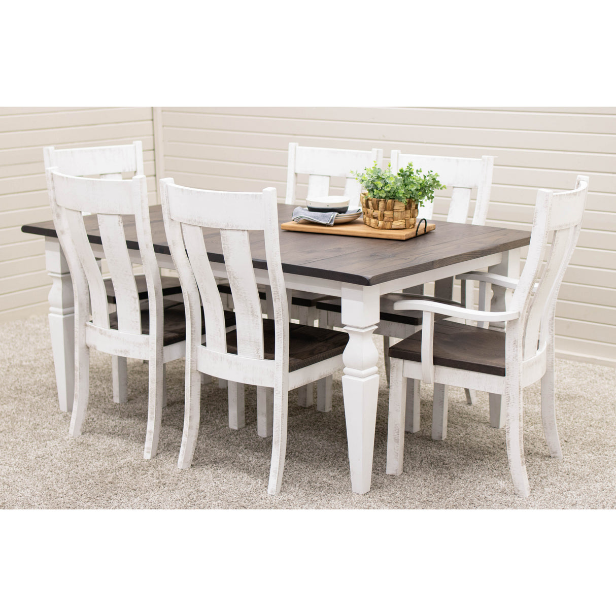 Classic Turned Cam Leg White & Wood Extending Dining Table | M-GW&RWO-SB