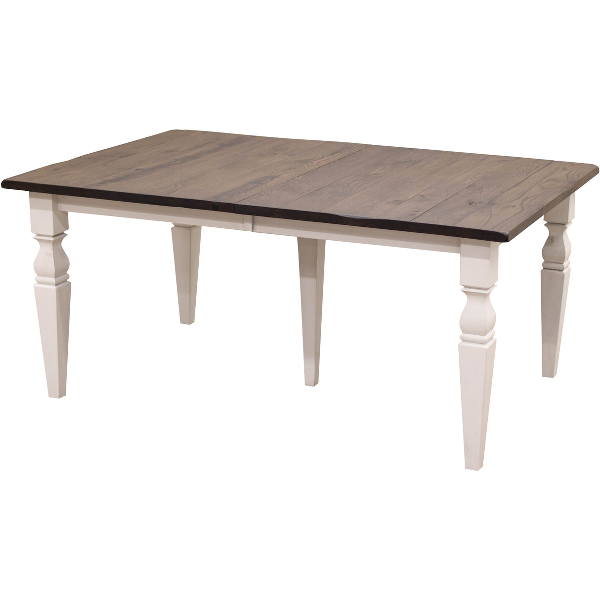 Classic Turned Cam Leg White & Wood Extending Dining Table | M-GW&RWO-SB