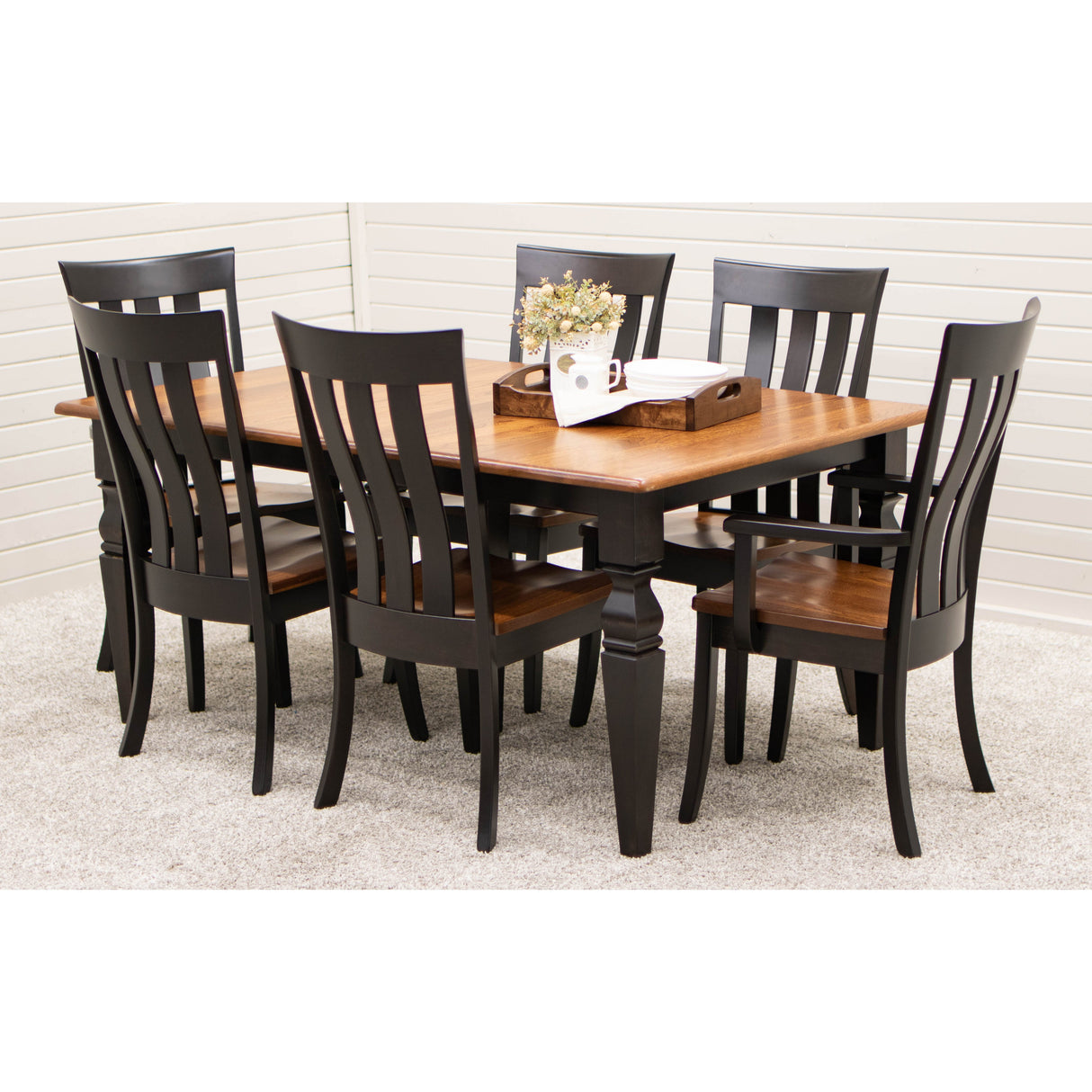 Classic Turned Cam Leg Black & Wood Extending Dining Table | M-EB&E-MC