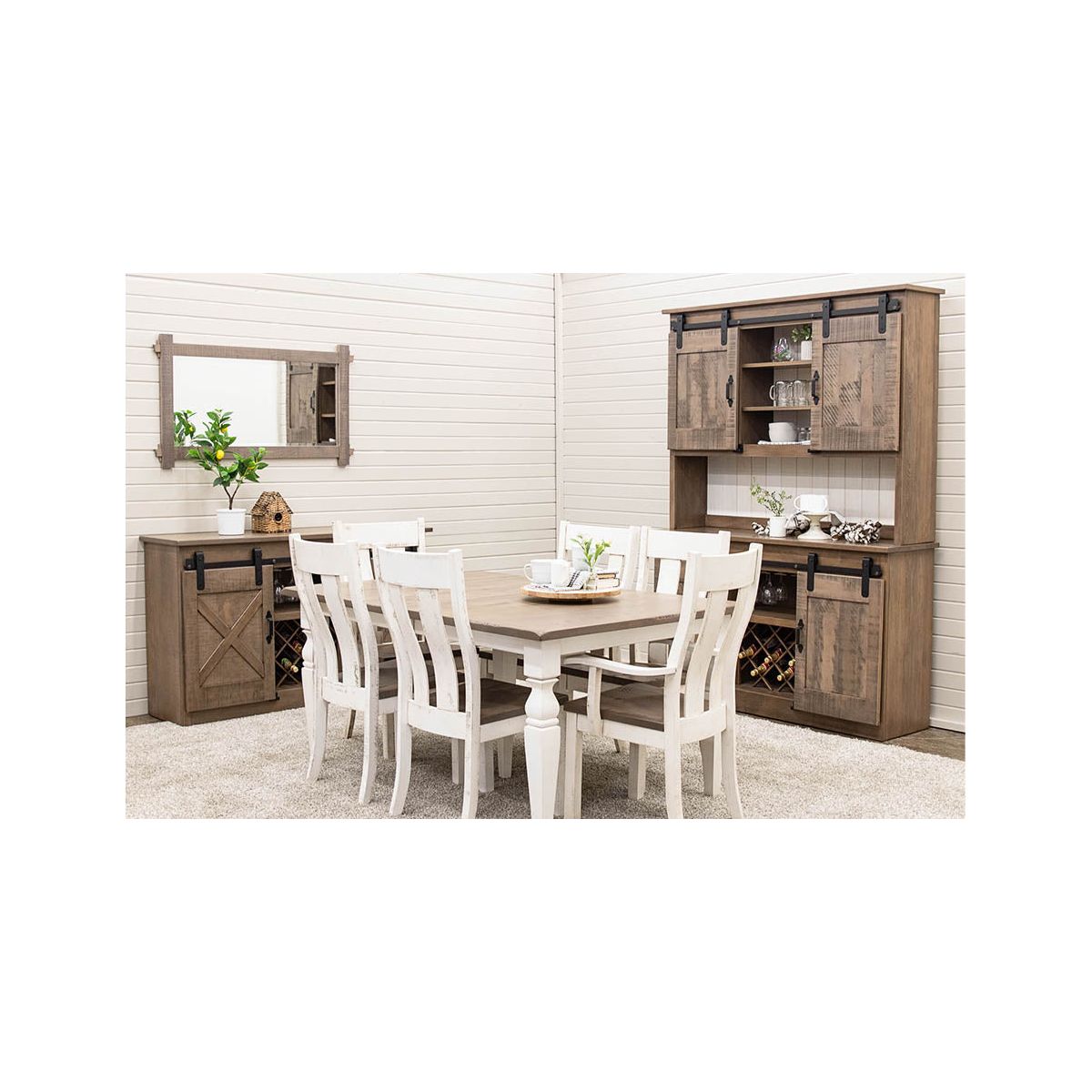 Classic Turned Cam Leg White & Wood Extending Dining Table | M-CS&DCD