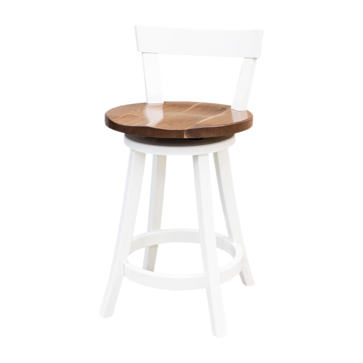 Turnstone 24" White & Walnut Wood Swivel Bar Stool | M-DW&RW-NAT