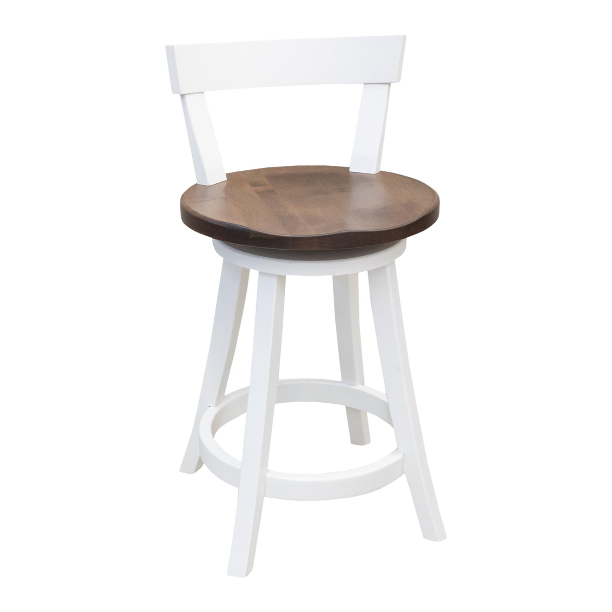 Turnstone 24" White & Wood Swivel Bar Stool | M-DW&CO