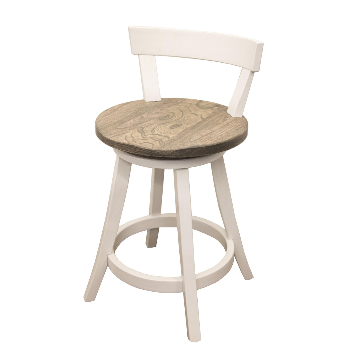 Turnstone 24" White & Wood Swivel Bar Stool | M-DW&RWO-GRB