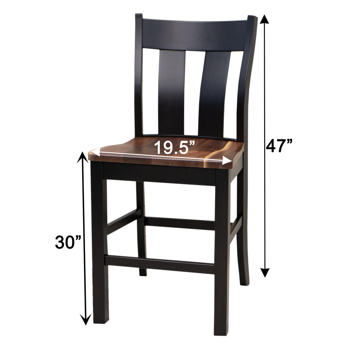 Urbana Black & Wood 24" Stationary Bar Stool | M-EB&W-NAT