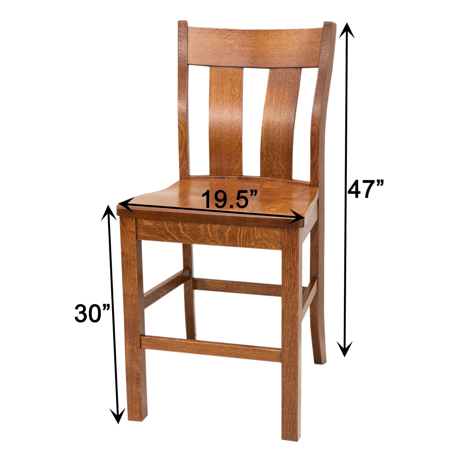 Urbana Quarter Sawn White Oak Wood 24" Stationary Bar Stool | MC