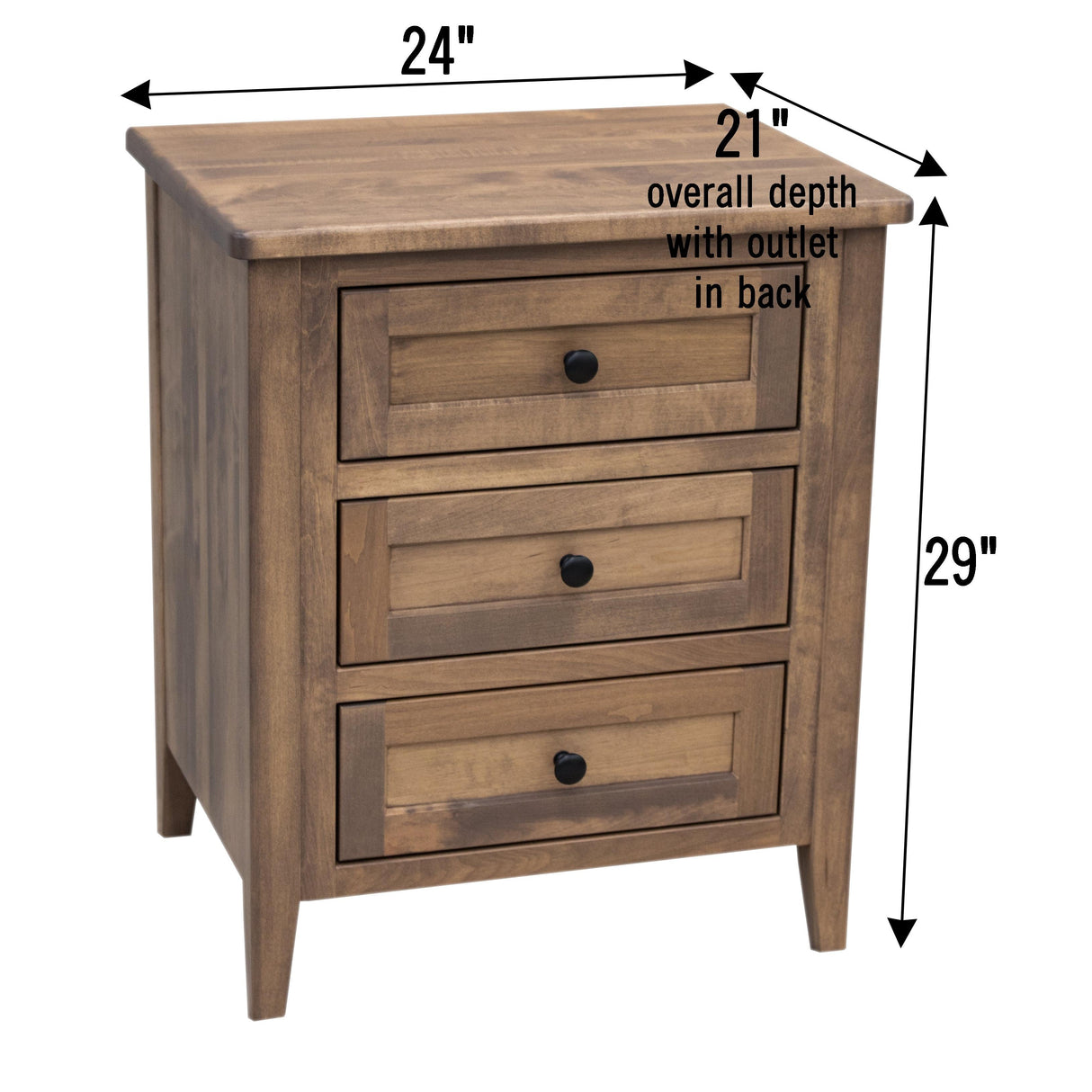 Washington 3-Drawer Nightstand