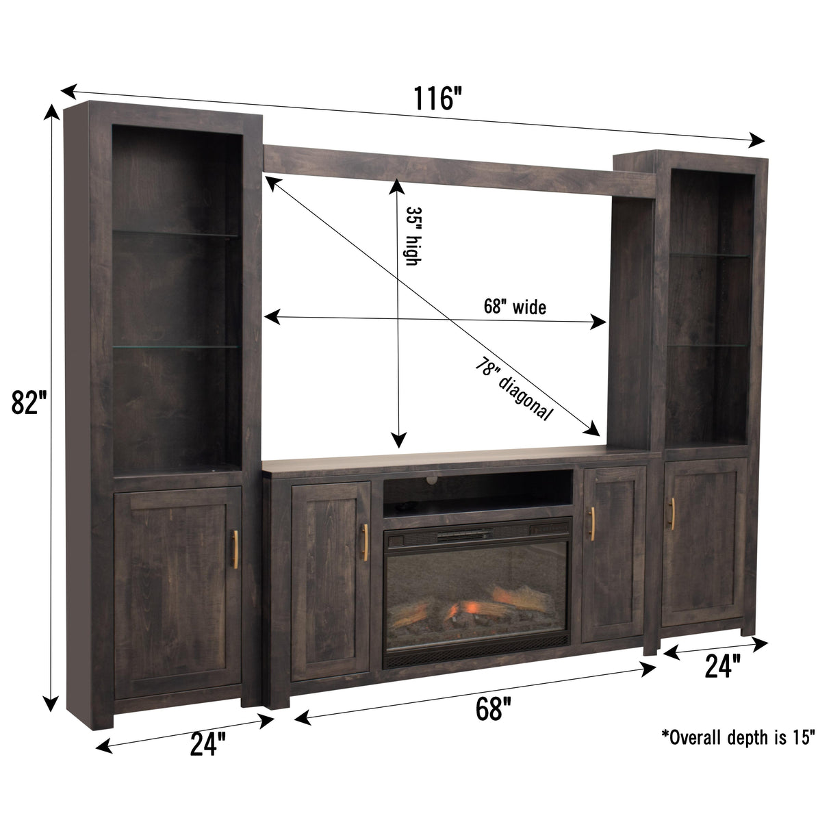 Westbrook Maple Wood Entertainment Center with Electric Fireplace | SB