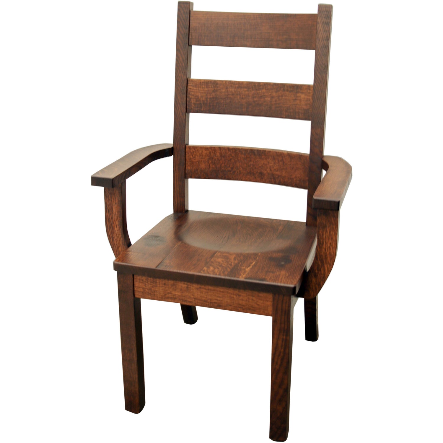 Western High Back Quarter Sawn White Oak Wood Arm Dining Chair | GB