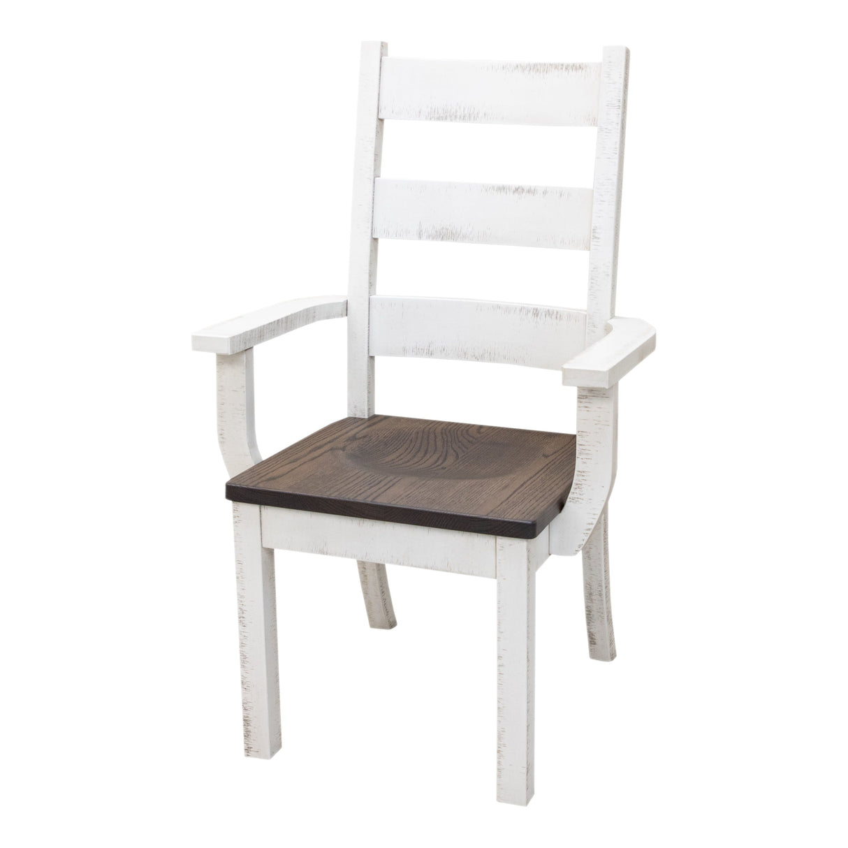 Western High Back White & Wood Arm Dining Chair | M-GW&RWO-SB