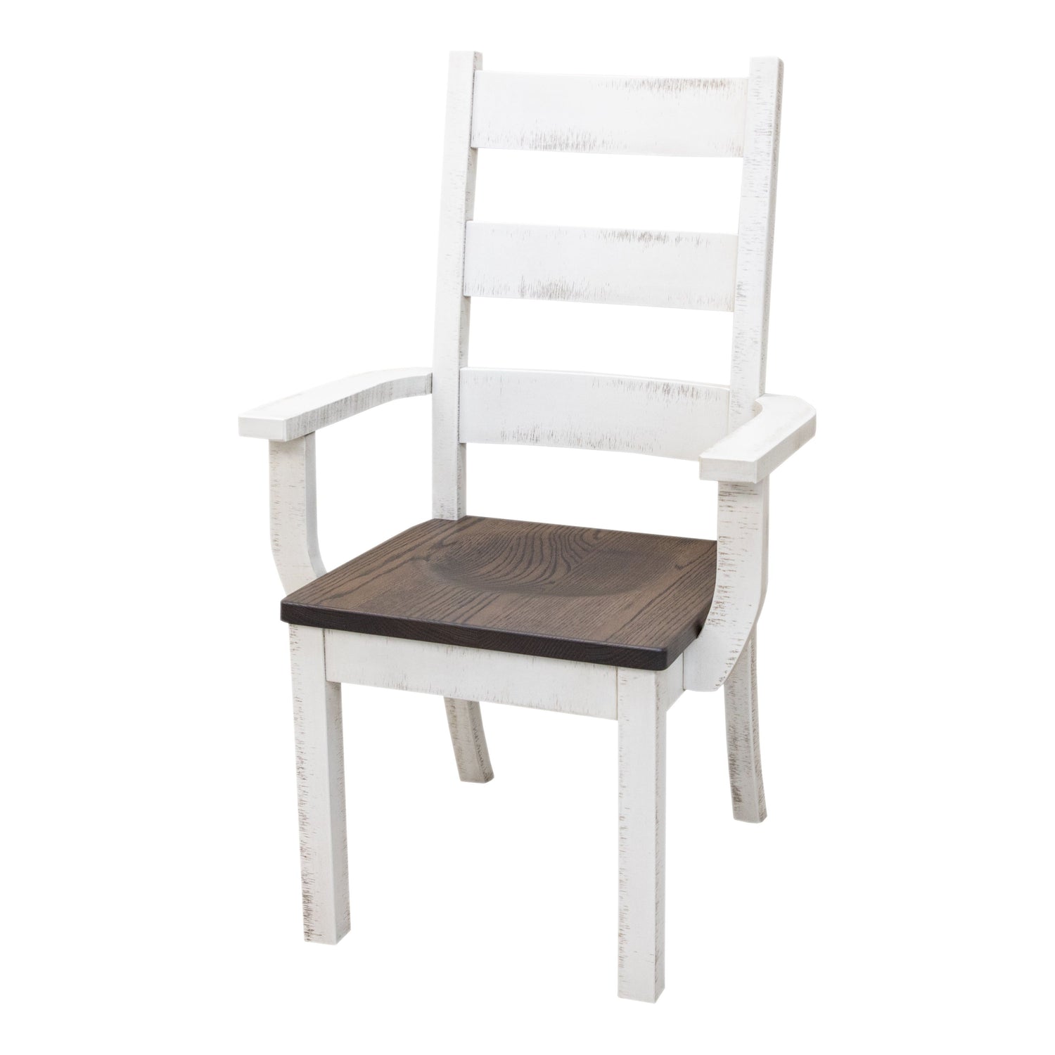 Western High Back White & Wood Arm Dining Chair | M-GW&RWO-SB
