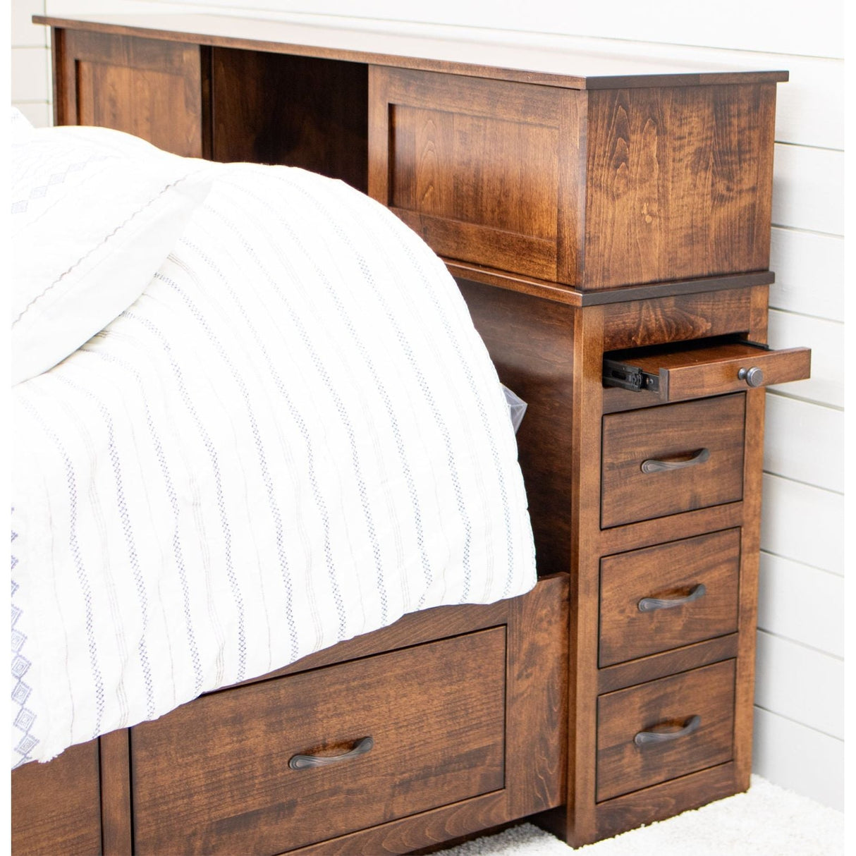 Weston Maple Wood Storage Headboard & Platform Drawer Bed | ASB